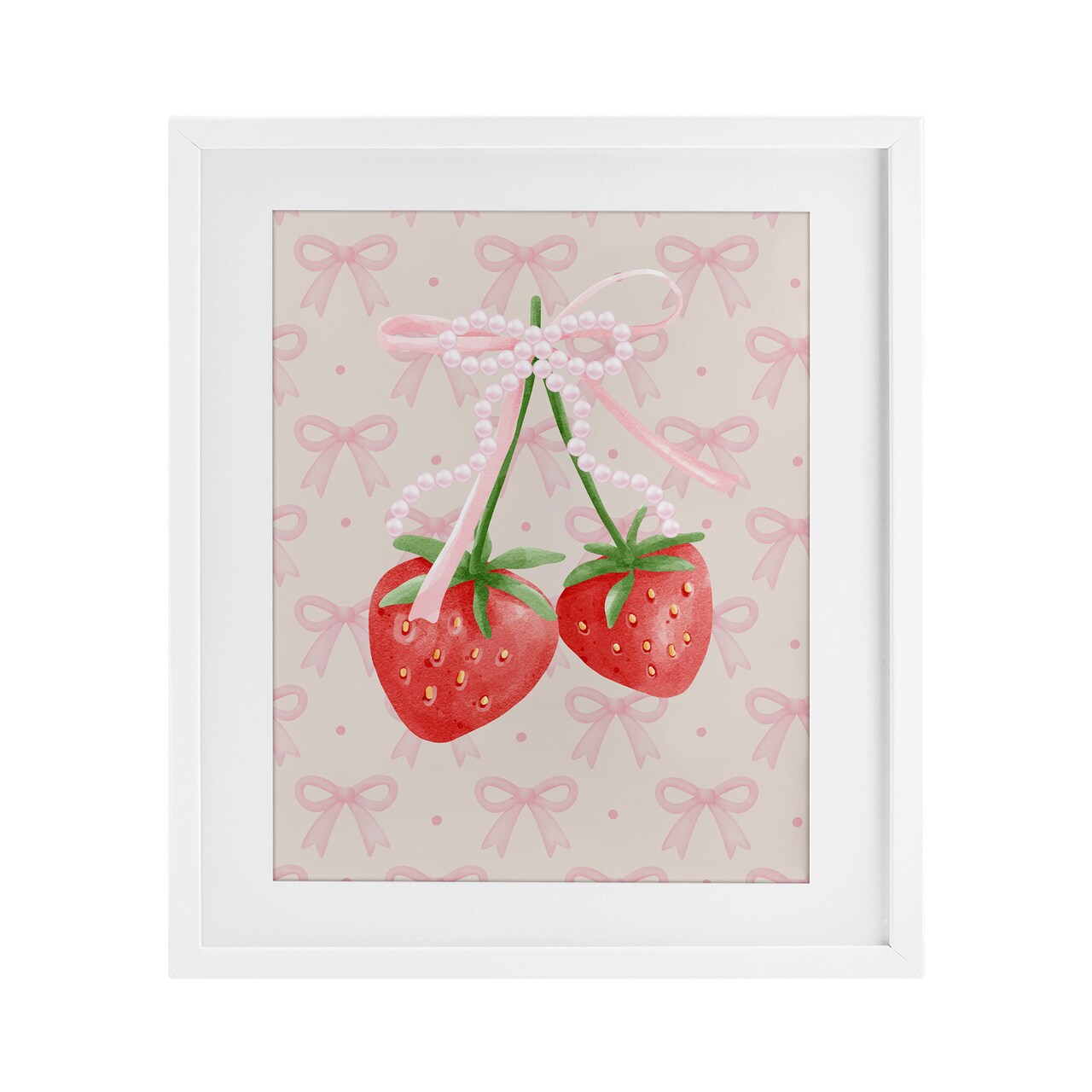 Stupell Industries Bows & Berries Strawberry Framed Print Under Glass, design by Jesse Keith